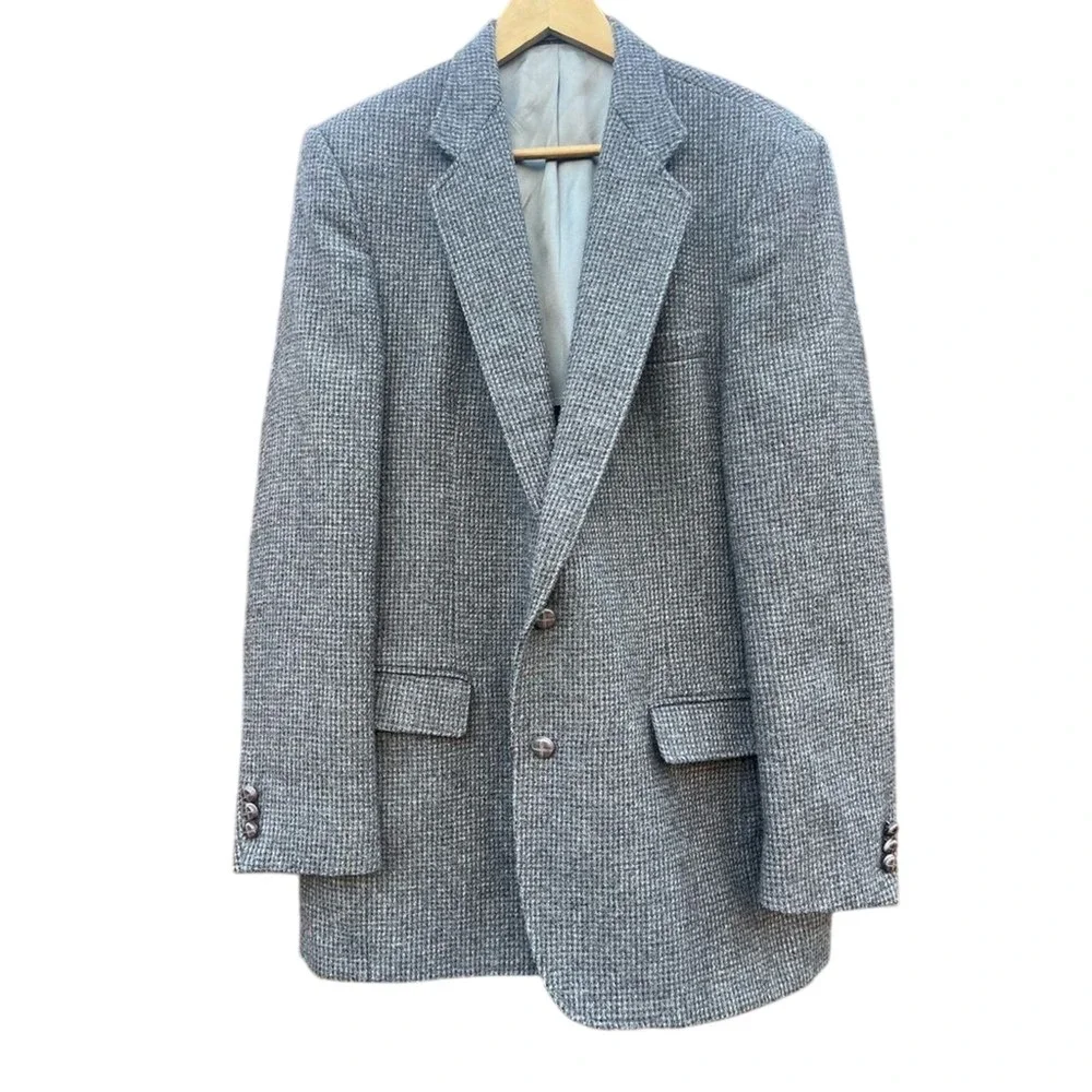 Vintage Men's SZ‎ 42L Haggar Sports Tweed Gray Coat/Blazer